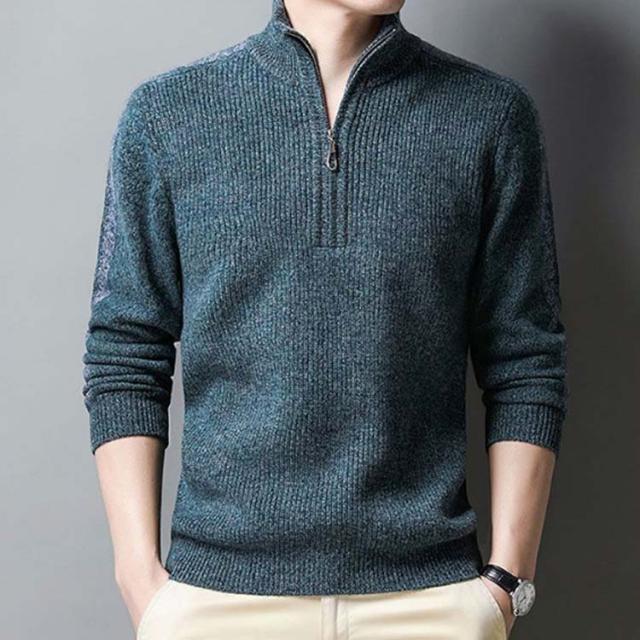 ニット セーター メンズ カシミヤ100％ ハーフジップ カシミヤセーター
