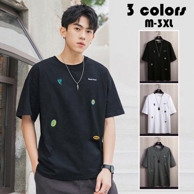 Tシャツ メンズ 綿 半袖 丸い襟 刺繍 Tシャツ ゆったり ベースボール 大きいサイズ シンプル カジュアル おしゃれ ヒップホップ トップスの通販はau Pay マーケット モードアリス