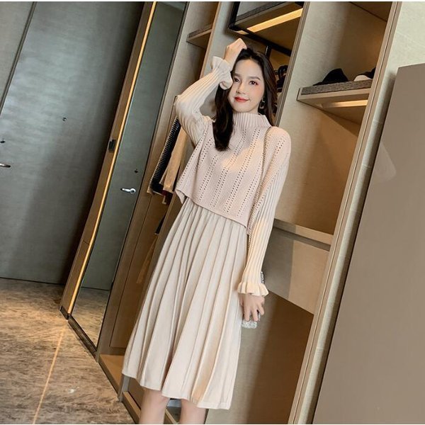 ニットワンピースセットアップレディース40代秋冬ニットスカート