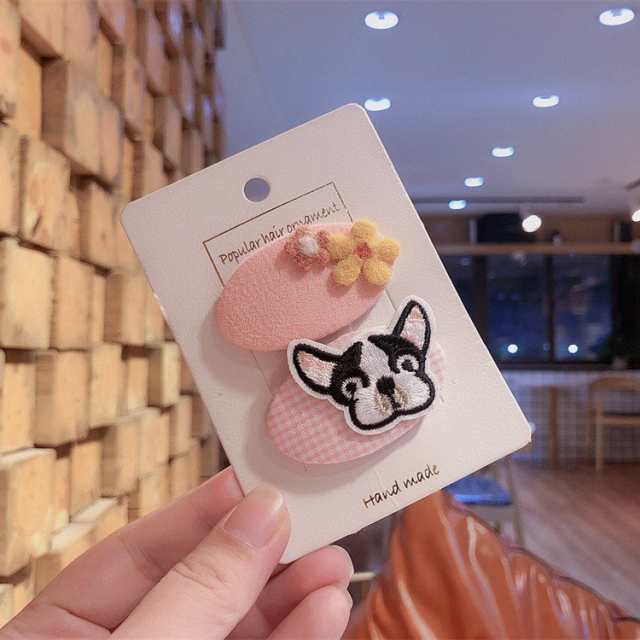 ヘアクリップ ヘアピン パッチン キッズ 子供 大 布 生地 2個