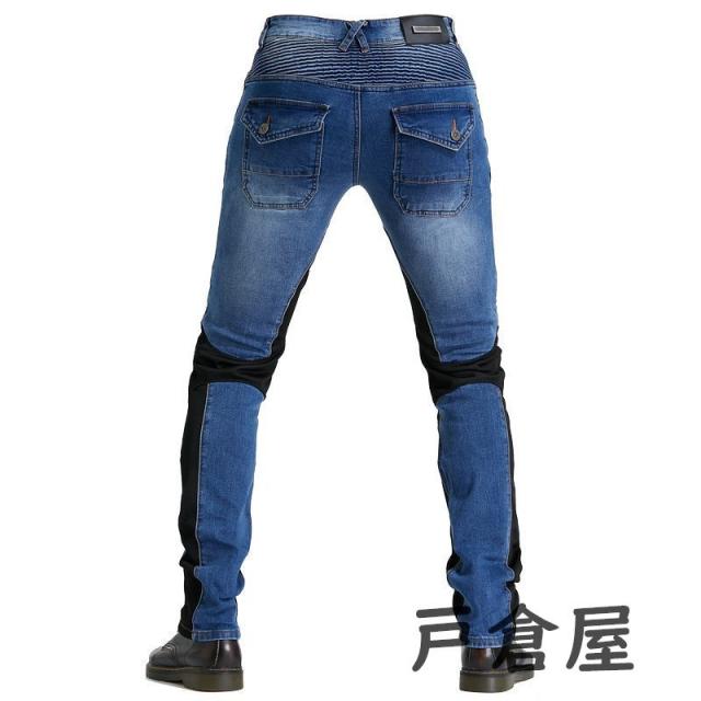 バイクパンツ スクーターパンツ ストレッチレース 夏通気性いい ライディングパンツ ツーリング プロテクター付き 男女共用 乗馬ズボン ブルー ブラックの通販は