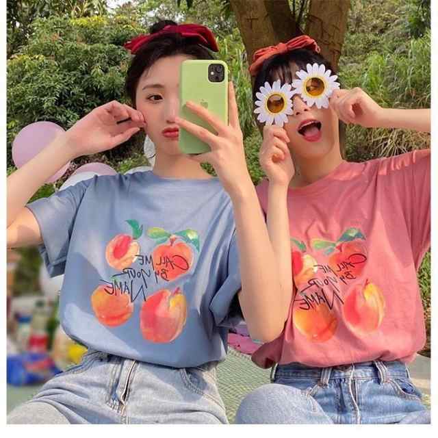 Tシャツ 半袖 レディース 夏Tシャツ ゆったり フルーツ柄 カットソー クルーネック サマーTシャツ ホワイト レディースTシャツ ピンク ブルー  NWrDIVAIRY, トップス - windowrevival.co.nz