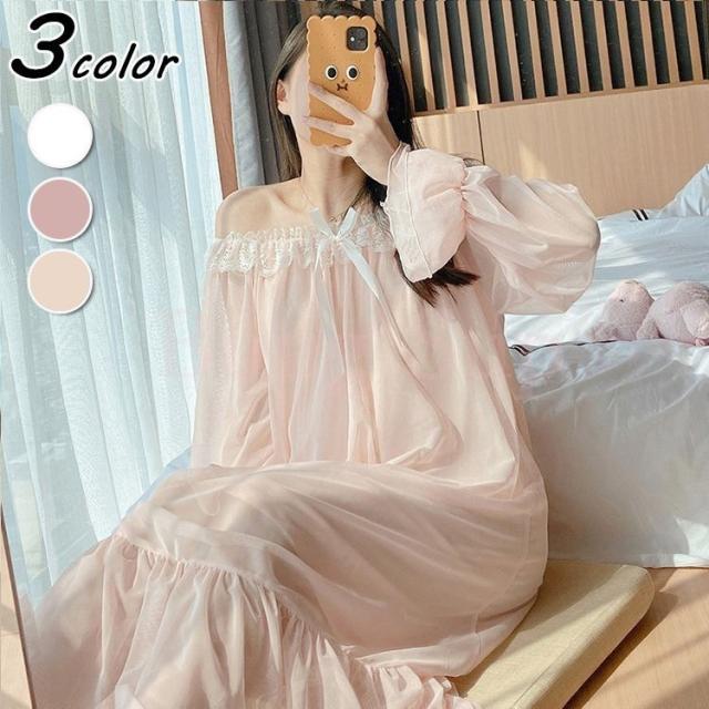 ネグリジェ 春夏秋 姫 ネグリジェ ワンピース ロング丈 レースネグリジェ シースルー 長袖 ネグリジェ パジャマ レディース 部屋着 大人の通販はau Pay マーケット Oneleaf