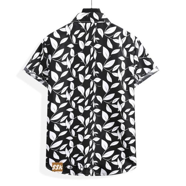 グレー 花柄 半袖アロハシャツ L アロハシャツ メンズ 半袖シャツ 大きいサイズ ストレッチ 絞り
