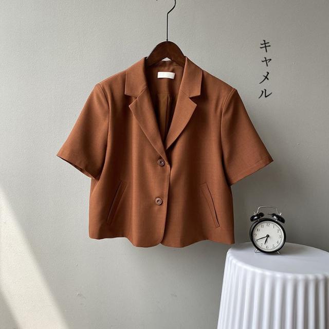 ブレザー スーツ レディース 夏 半袖 ショート コート 薄手