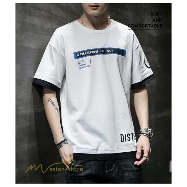 Tシャツ メンズ 重ね着 春 夏 コーデ レイヤード風 カッコイイ