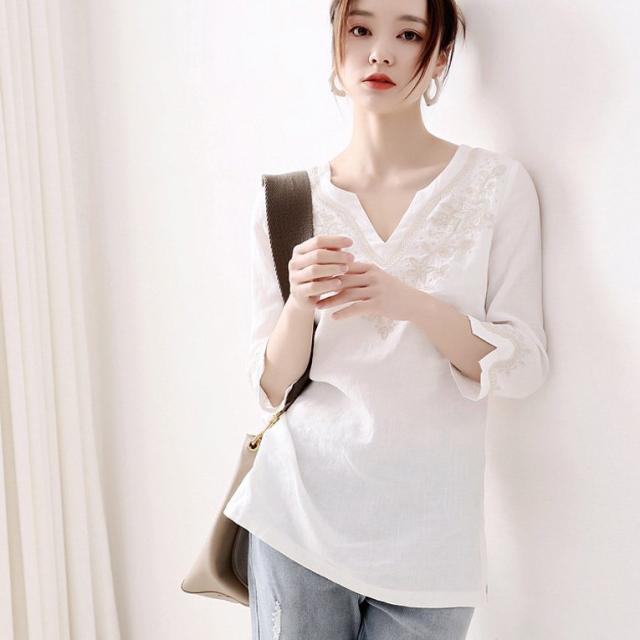 トップス チュニック ブラウス Tシャツ 大人 レディース 大きいサイズ 夏 レッド レース レース刺繍 長袖 透け感 ブラウス レディース 40代 春夏新作 オシャレブラウス 白シャツ 七分袖