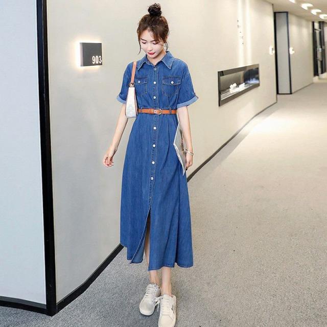 綺麗め デニム風 ロングシャツワンピース フロントボタン 春秋 楽天市場】春夏人気商品！ウエスト紐づき デニムシャツ