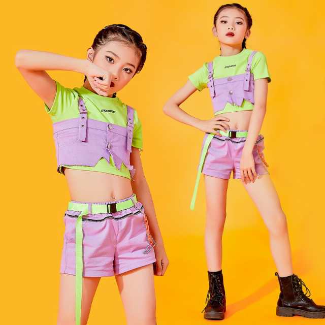 キッズダンス衣装 HIPHOP ステージ衣装 チアリーダー 衣装 ヒップホップ 女の子 韓国子供服 応援団 ジャズダンス jazz ダンスウェア 練習着 かわいい 演出服の通販は