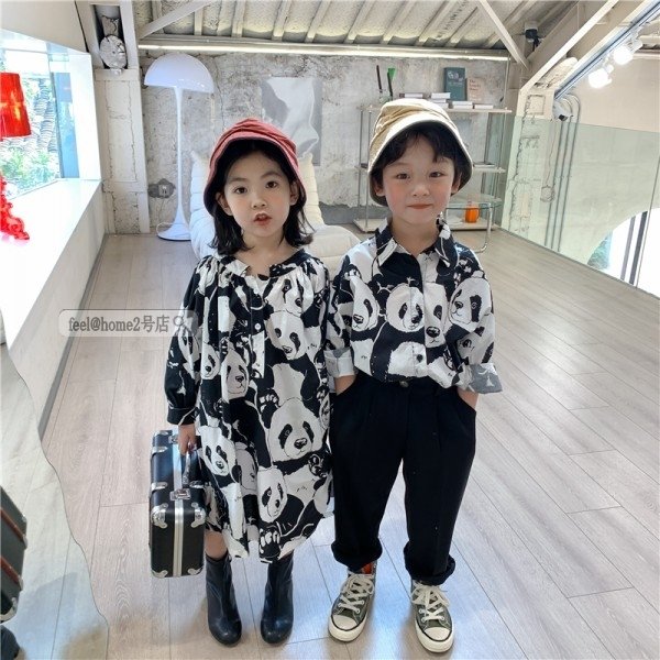 パンダ フリル ブラウス 子供服 子供 パンダパターン フリル ブラウス 長袖 ブラック Tシャツ 卒園式 入園式 入学式 フォーマル 女の子