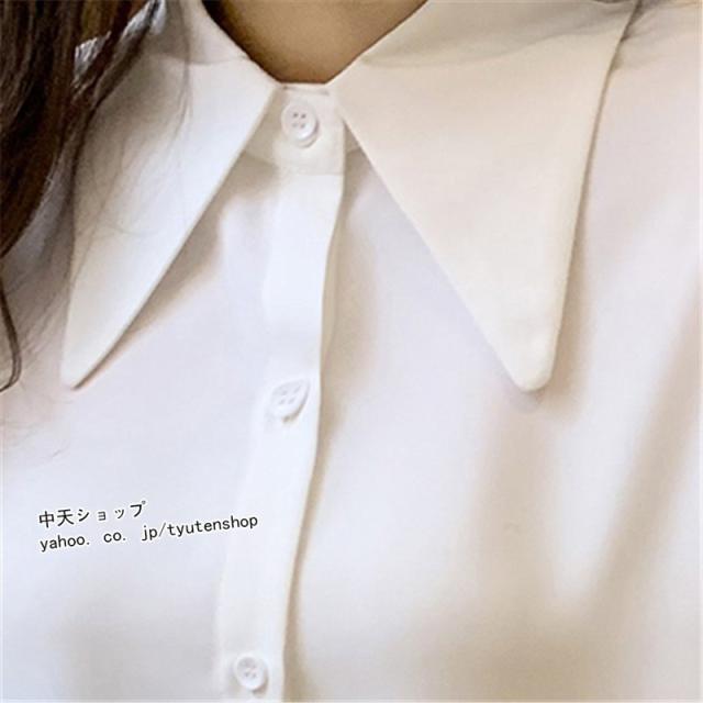 ブラウス シャツ ネクタイ取り外し可　Silver Flower Leather Tie Shirt レディース ljst858.jpg