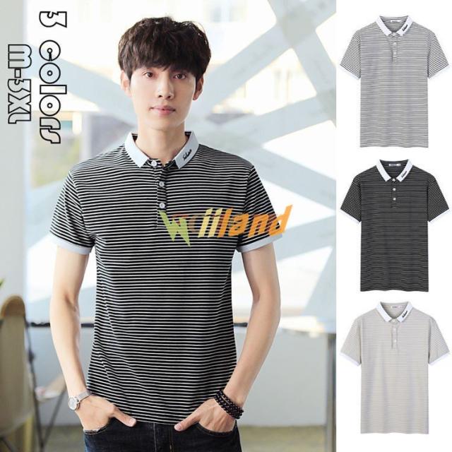 ポロシャツ メンズ トップス 大きいサイズ 半袖 刺繍 ボーダー柄 ファッション トレンド ゴルフウェア おしゃれ スポーツ 夏 ゴルフ シャの通販はau Pay マーケット The Tnk Shop