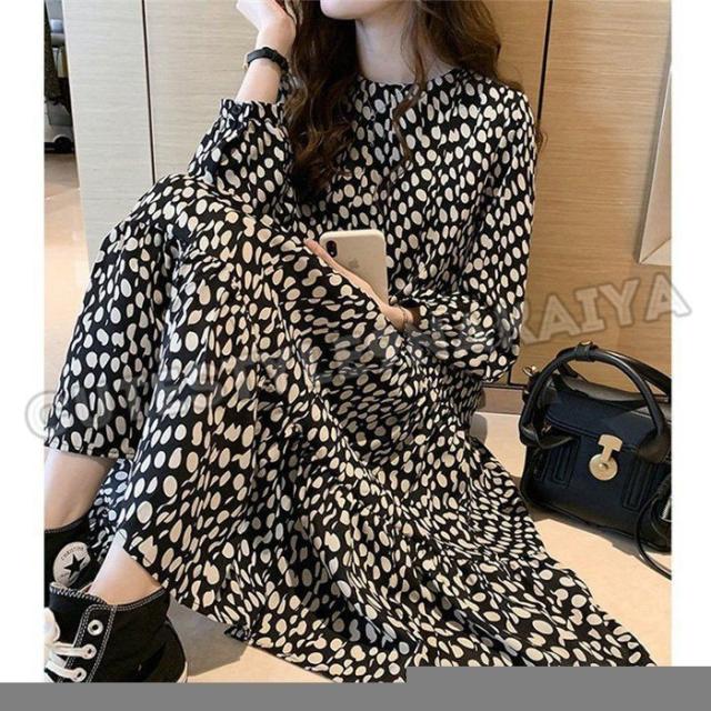 ロングワンピース レディース 40代ワンピース 秋冬新作 長袖ワンピース きれいめ 花柄ワンピース シフォン フレアスカート オシャレ 通勤 結婚式 お出かけ 大人 5,466円