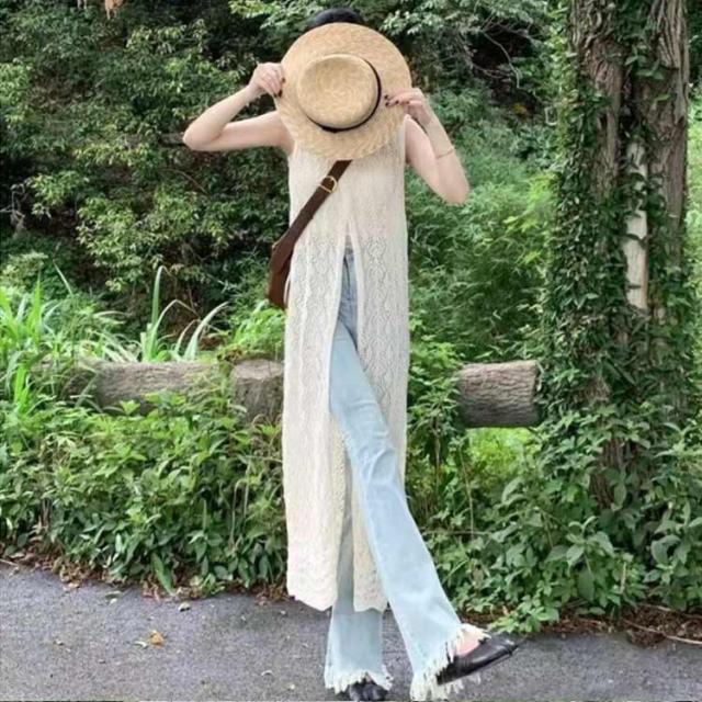 ベスト ジレ カギ編みニットロングベスト レディース 楽天市場】【期間限定：1,683円！よりどり2点購入で】ジレ