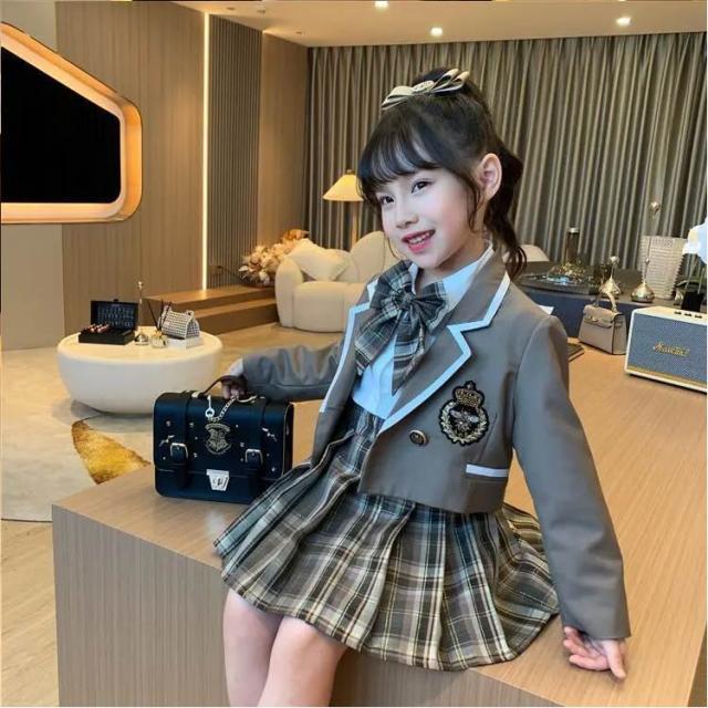 子供服 チェック柄 ガールズ フォーマルスーツ キッズ 卒業式 プリーツ