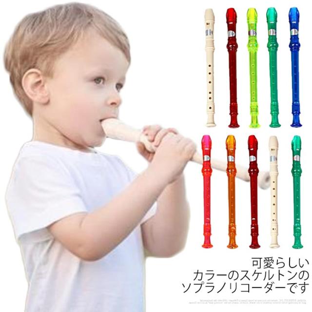 スケルトン リコーダー 掃除棒付き 送料無料 2点セット リコーダー フルート 小学校 お子様用 玩具 掃除棒