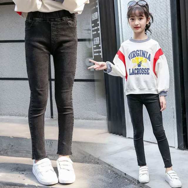子供 女の子 ダメージ デニム パンツ キッズ 長ズボン ボトムス