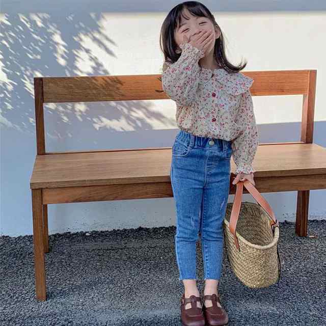 春 秋 女の子 デニムパンツ 子供服 ベビー 韓国風 ダメージ ジーンズ