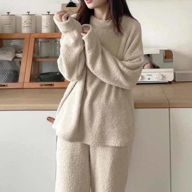 ルームウェア もこもこパジャマ レディース 3点セット フード付き