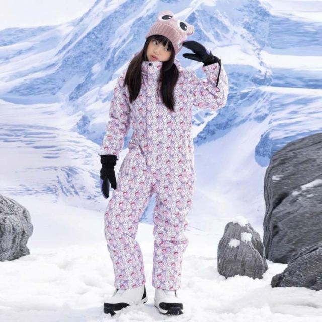 スキーウェア オールインワン 可愛い キッズ つなぎ ワンピース