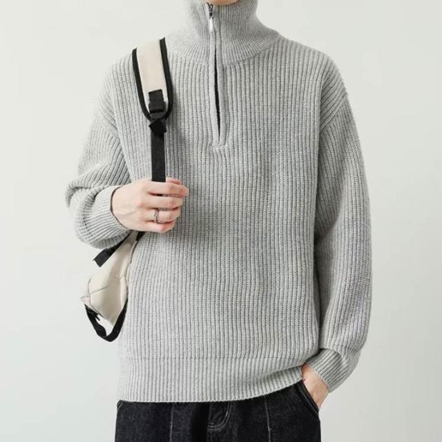 【Callaway】ジップアップセーター　グレー LVEU.ダブルジップニットトップス ⁄ トップス ニット リブ