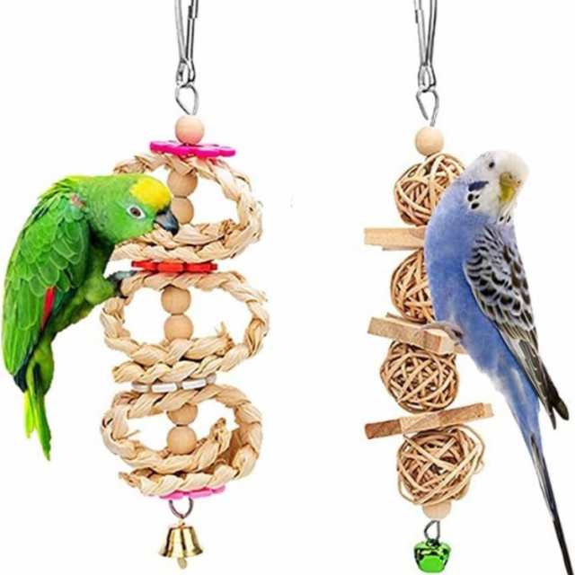 インコ おもちゃ 吊り下げ 鳥 木製 鳥のおもちゃ バードトイ 8点