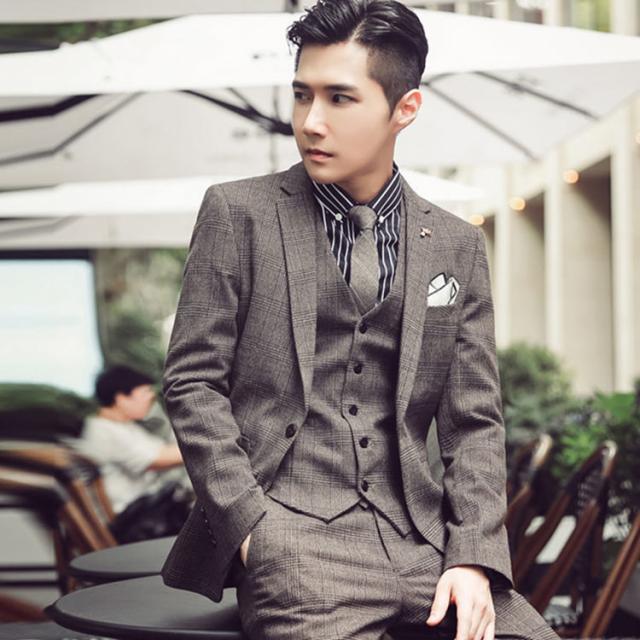 メンズスーツセットチェク柄 ジャケット+ベスト+パンツスーツ3点セット 大きいサイズ　ビジネス/フォーマル/パーティー/結婚式　 紳士服 スーツ メンズ スーツセット チェック柄 ジャケット+ベスト+パンツ