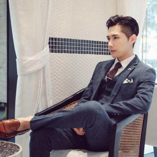 チェック柄 メンズスーツ 3点セット スーツ セットアップ スリム