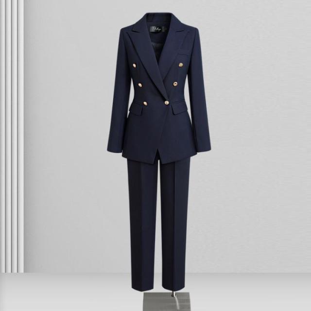 スラックス レディース 母 長袖 スーツ フォーマル 2点セット ダブル