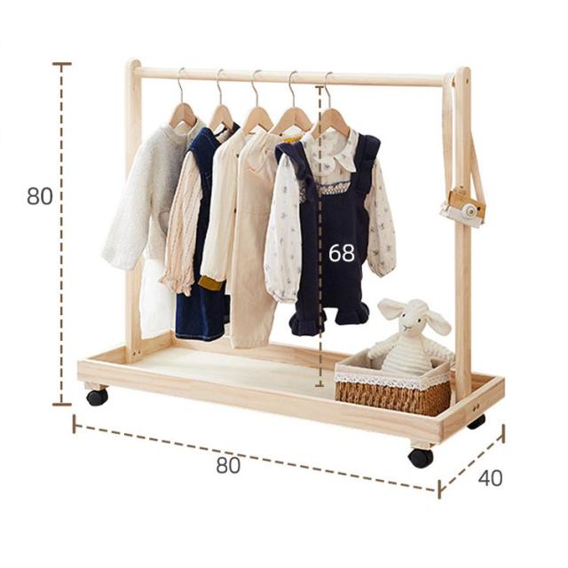 2段 ハンガーラック ナチュラル ハンガーラック 棚付き キャスター付き 子供用 子ども キッズ ペット用 木製 おしゃれ 子供部屋 ワードローブ 子供服 収納ラック 衣類収納 洋服収納 ペット 子供用 猫 お洋服ラック ペットウェア 犬服 猫服 収納の通販は
