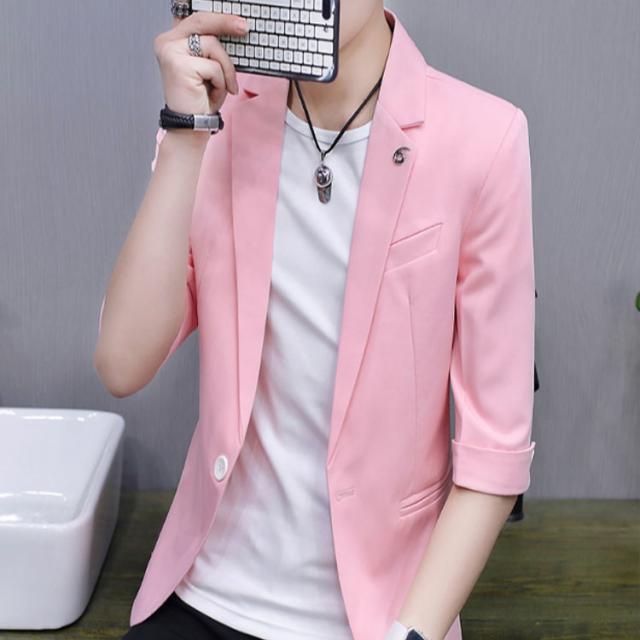 テーラードジャケット メンズ 7分袖リネンジャケット 綿麻 ジャケット