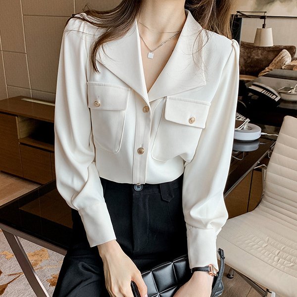 ブラウス レディース 長袖 白 オフィス 春服 40代 トップス シャツ Vネック 無地 きれいめ おしゃれ 大きいサイズ 体型カバー 着痩せ 韓の通販はau Pay マーケット Maicy Rose