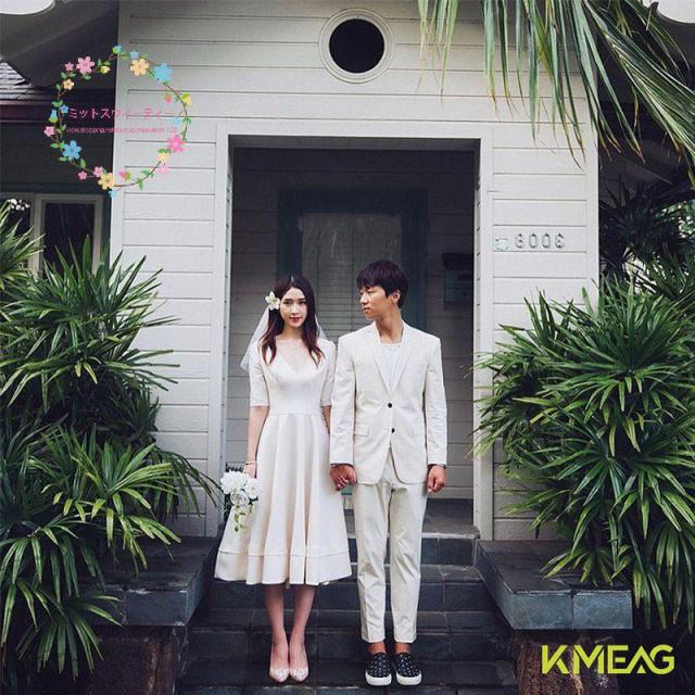 新作 ウェディングドレス 二次会 花嫁 結婚式 Aライン ミモレ丈 ウエディングドレス 後撮り リボン シンプル エレガンス 披露宴 発表会 可愛い おしゃれ