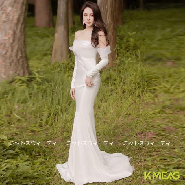 ウェディングドレス 結婚式 マーメイドラインドレス ウエディングドレス 二次会 花嫁 パーティードレス 披露宴 ブライダル ロングドレス 演奏会 オフショルダー