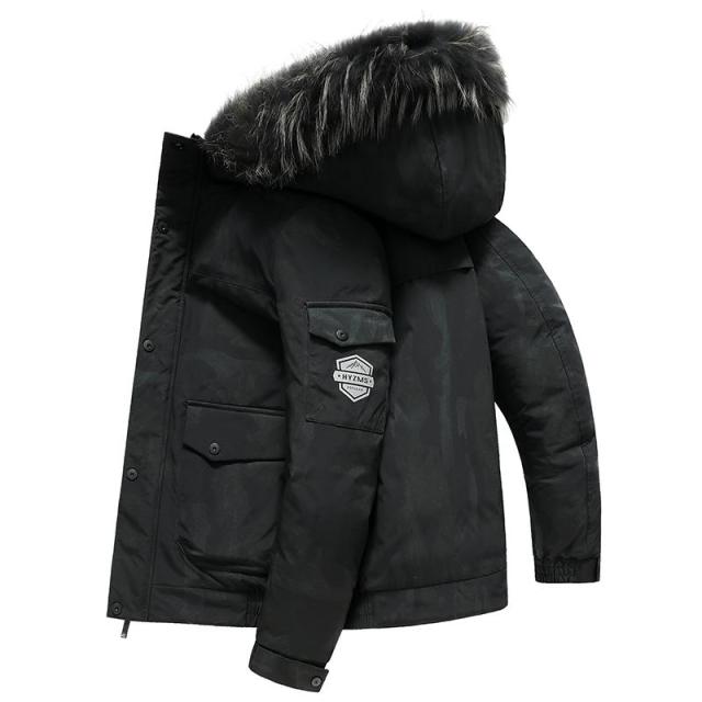 ダウンジャケット メンズ カモフラージュ フード付き ミリタリー系 アウトドア 作業着 防寒対策 保温 防風 あたたっか 冬