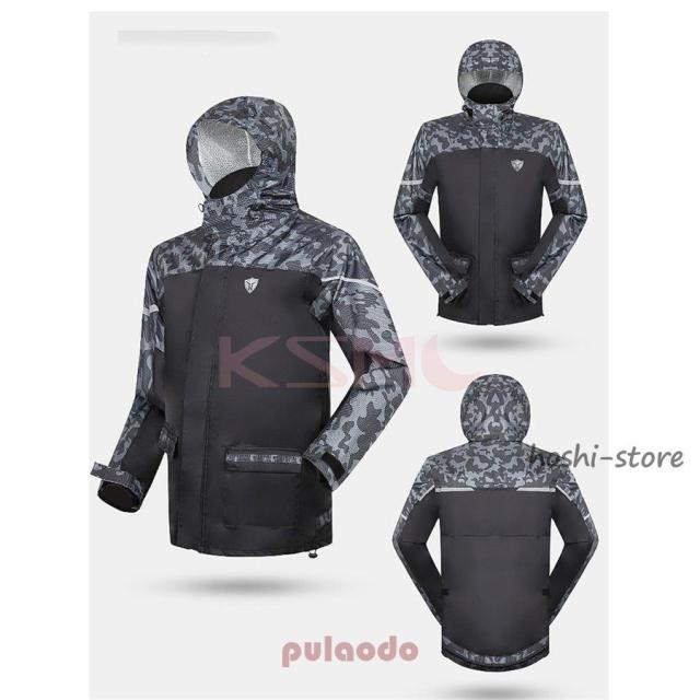 メンズ バイク用レインウェア マジックテープ 撥水加工 自転車 旅行