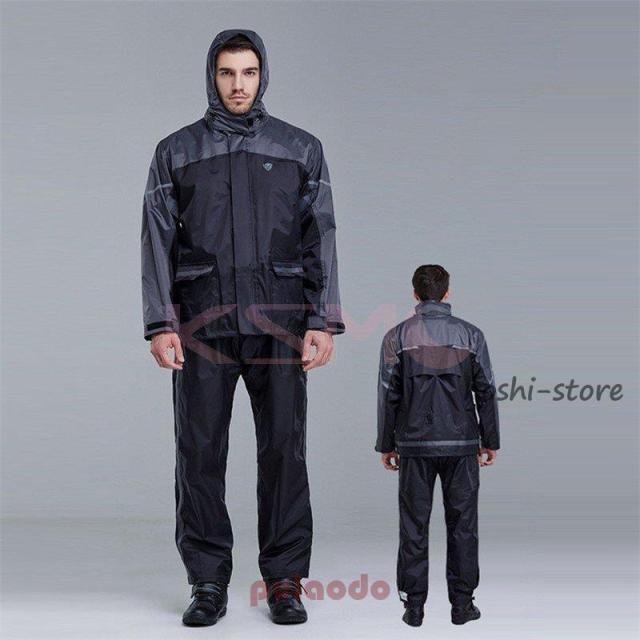 メンズ バイク用レインウェア マジックテープ 撥水加工 自転車 旅行