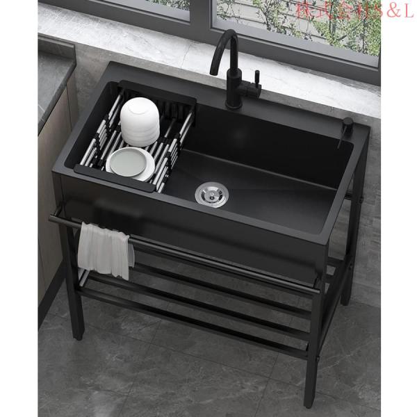 黒流し台屋外シンク流し台キッチンシンクシンクアウトドアガーデンシンク大容量自立型シンク業務用厨房簡易流し台屋外流し台S＆L洗面所簡単取付カフェ病