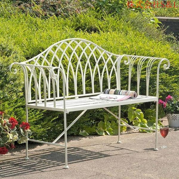 屋外用ポーチベンチグリーンガーデンベンチアイアンパティオベンチヨーロッパのレトロな屋外ベンチの装飾屋外パティオ家具2人用シートベンチ背もたれ付き130x 40