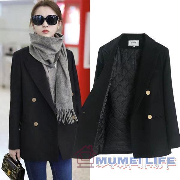 ダブルジャケット　ブラック　通勤　通学　ウールジャケット　ブレザー　厚手　防寒　株式会社S＆L テーラードブルゾン　　　ほっそり効果大 20代30代40代50代