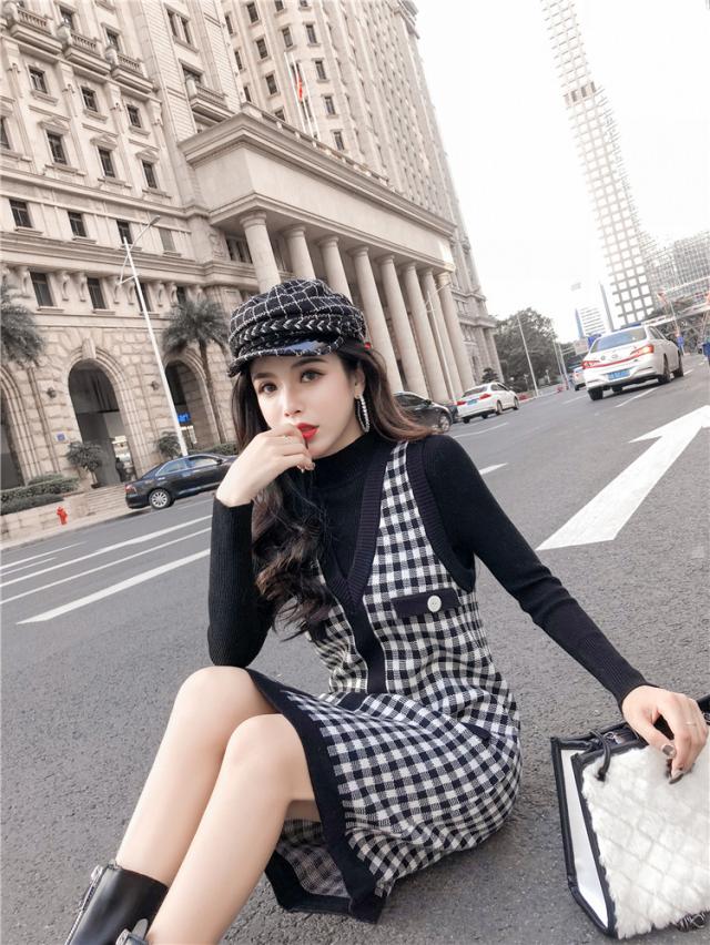 女性美up 韓国ファッション 今大注目のニットボトミングシャツ チェック柄 ベストスカートの通販はau Pay マーケット Grinfactory Au Pay マーケット店