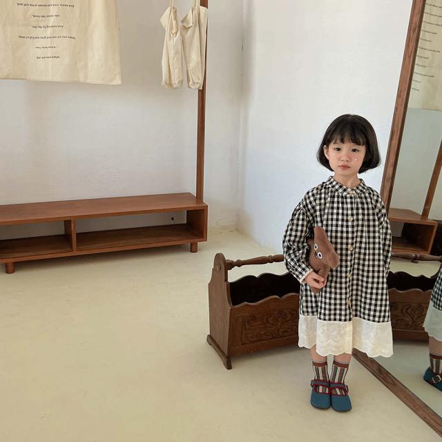 チェック ラウンドネック ワンピース 韓国子供服 春秋 22新作 おしゃれ Kids 無地 ファッションの通販はau Pay マーケット ロシナンテ オンライン