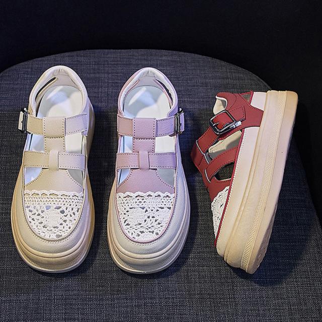 スニーカーサンダル 厚底 レディース春夏 / 大人可愛いくつ人気 コンフォート 靴 フラットシューズ夏 20230713の通販は