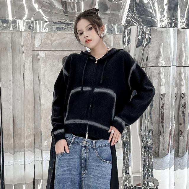 レディース トップス セーター 帽子つけ 2色 韓国風 シンプル 長袖 カジュアル / ニットの通販は