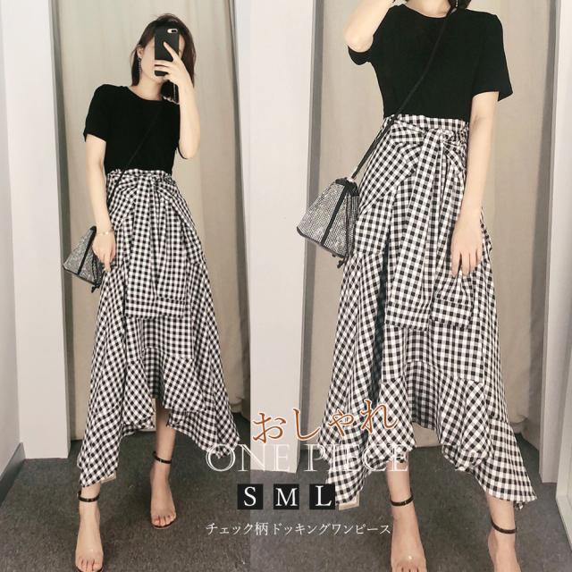 切り替えワンピース レディース ギンガムチェック ドッキングワンピ ロング丈の通販はau Pay マーケット Grinfactory Au Pay マーケット店