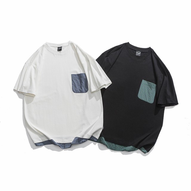 P17478メンズ Tシャツ スプライス 2024春夏新作 カジュアル 半袖 ポケット フェイクレイヤード 韓国風 / メンズアパレル ファッション NXA029-T93235の通販は