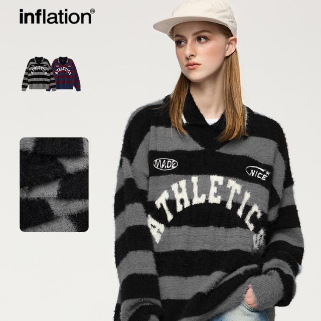 P19200メンズ トップス ニット セーター 2024秋新作 長袖 ストライプ ダブルカラー / メンズアパレル ファッション 10201W24の通販は