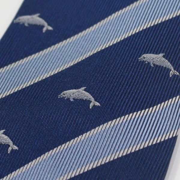 富士桜工房 趣 イルカ ストライプ 紺 日本製 シルクジャカード 和風ネクタイの通販は
