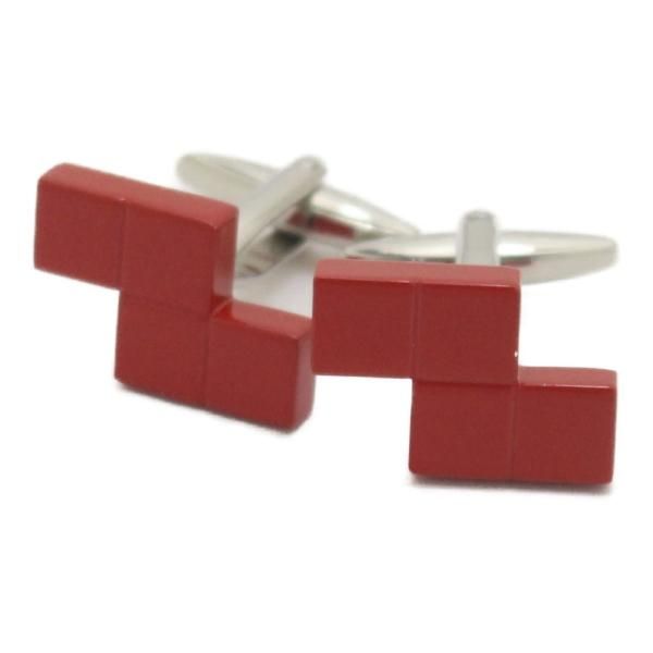 メール便無料 レッド ブロック デザインカフス カフリンクス カフスボタンの通販はau Pay マーケット カフスマニア新宿