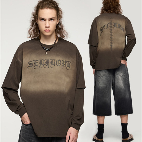 Tシャツ 長袖 字母 メンズ トッブス 保温 2024秋冬新作 欧米風 仮二件 / メンズアパレル ファッション 3263W24の通販は 8,360円